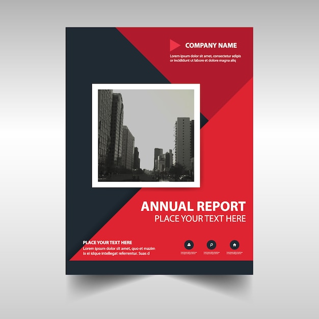red rectangular abstract annual report template