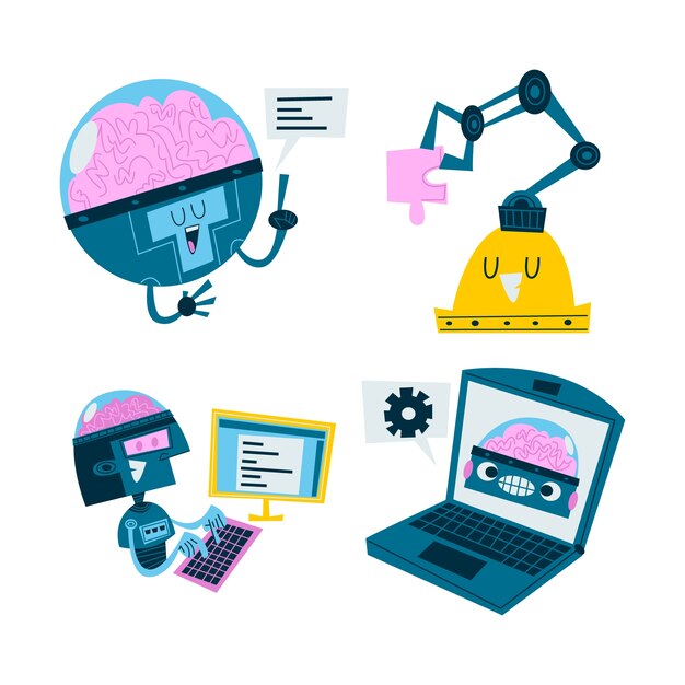 Retro cartoon ai stickers collection