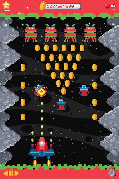 Retro pixel space game interface