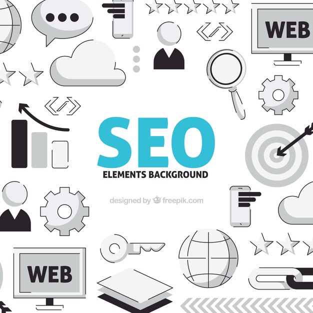 SEO-elementer bakgrunn i flat stil