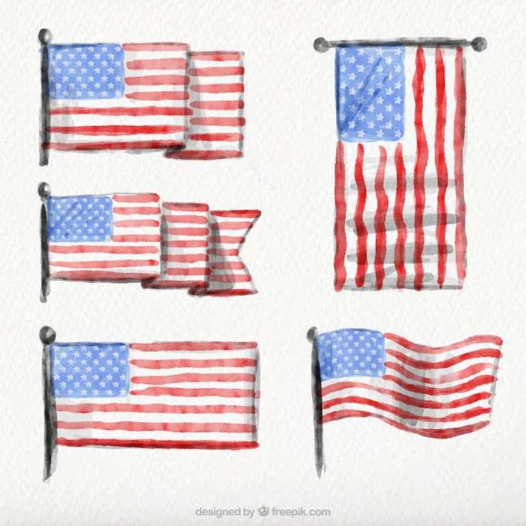 Gratis Vektor set of american watercolor banners