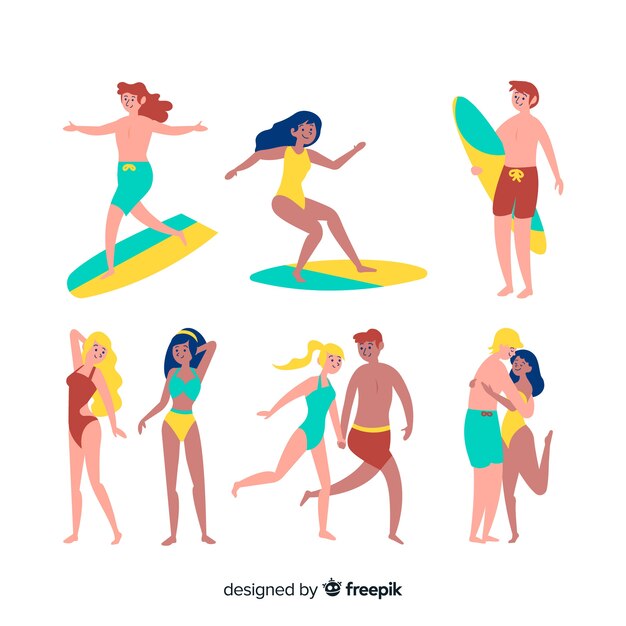 set of people at the beach
