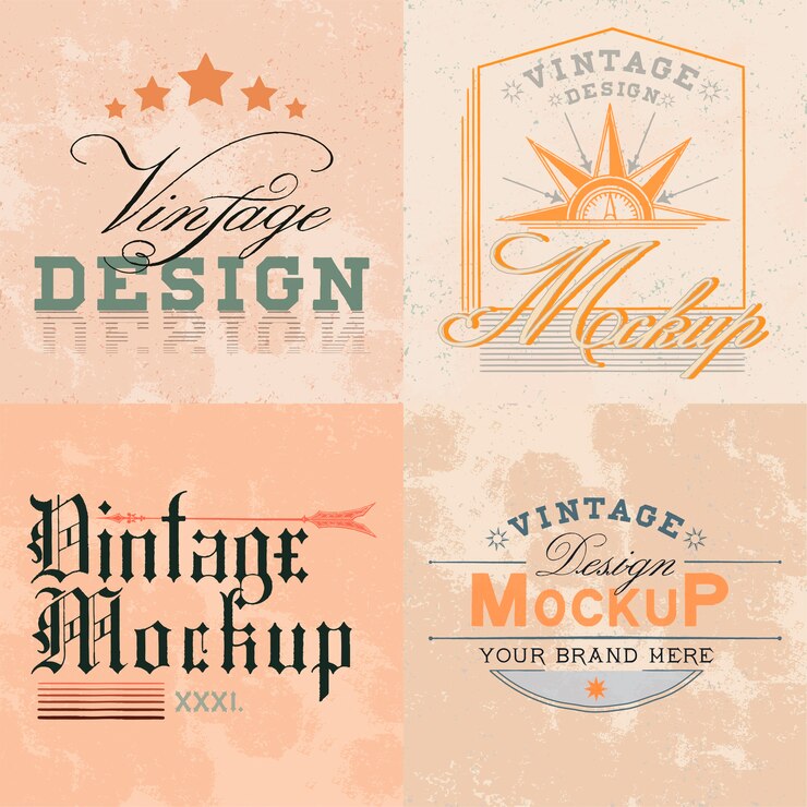 Gratis Vektor set of vintage mockup logo design vector