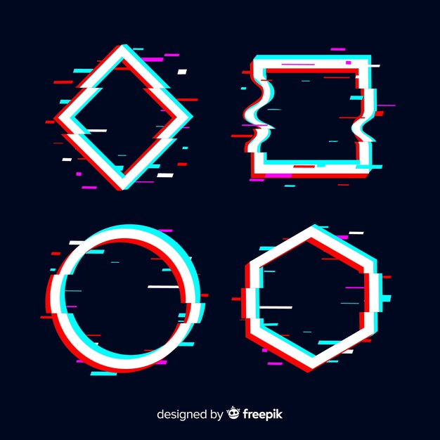 Sett med geometriske glitch-former