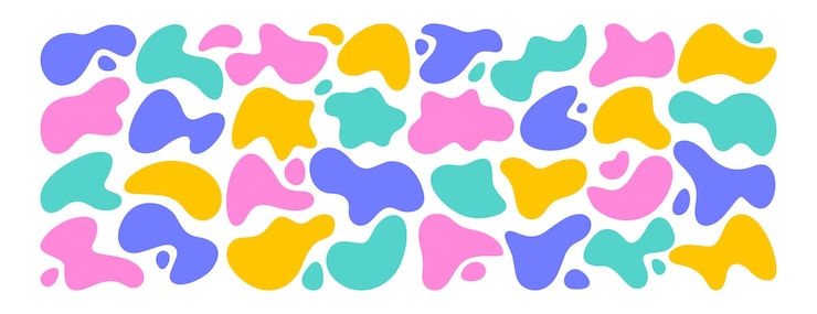 Gratis Vektor sett med neon gradient uregelmessige flytende klatter eller frie organiske abstrakte former