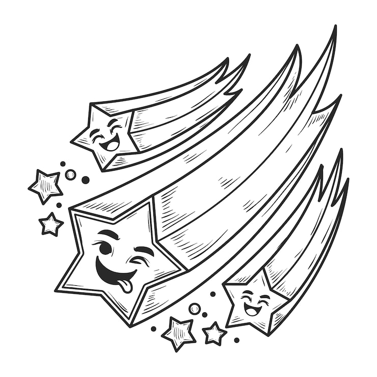 Gratis Vektor shooting star drawing illustration