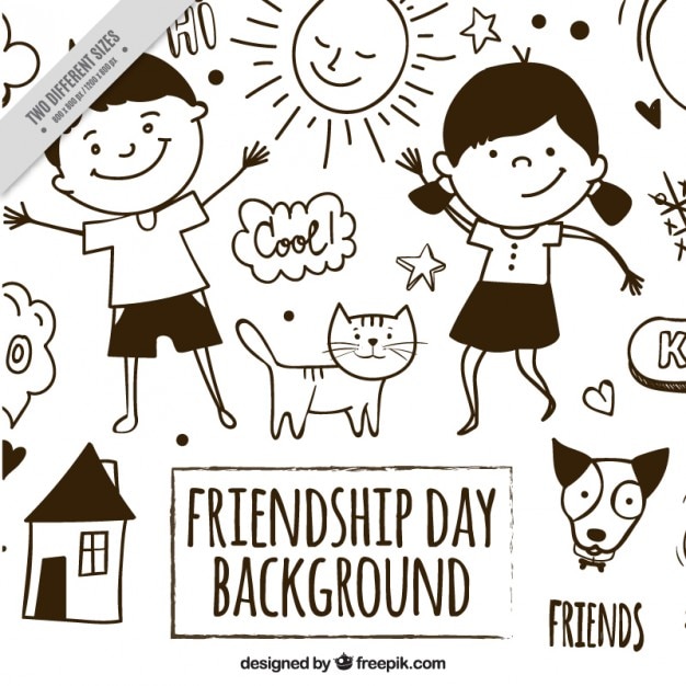 Gratis Vektor sketches nice friendship background 