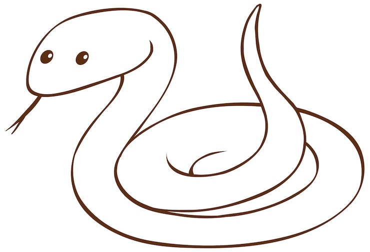 Gratis Vektor snake in doodle simple style on white background