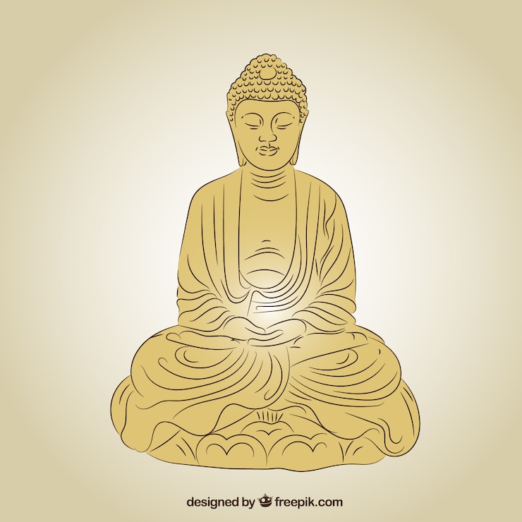 Gratis Vektor statue of buddha in golden color