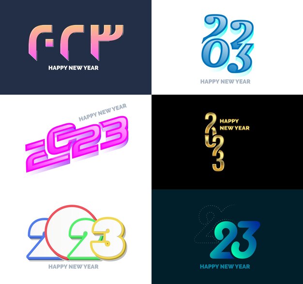 Stort sett med 2023 Godt Nytt År logo tekst design 2023 nummer design mal