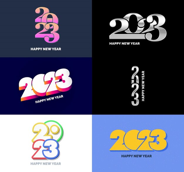 Stort sett med 2023 Godt Nytt År logo tekstdesign 2023 nummerdesign mal Vektor Nyttårsillustrasjon