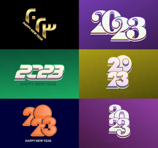 Stort sett med 2023 Godt Nytt År logo tekstdesign 2023 nummerdesign mal Vektor Nyttårsillustrasjon