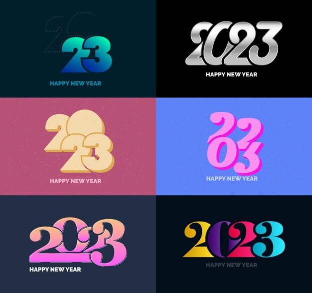Stort sett med 2023 Godt Nytt År logo tekstdesign 2023 nummerdesign mal Vektor Nyttårsillustrasjon