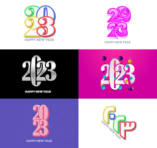 Stort sett med 2023 Godt Nytt År logo tekstdesign 2023 nummerdesign mal Vektor Nyttårsillustrasjon