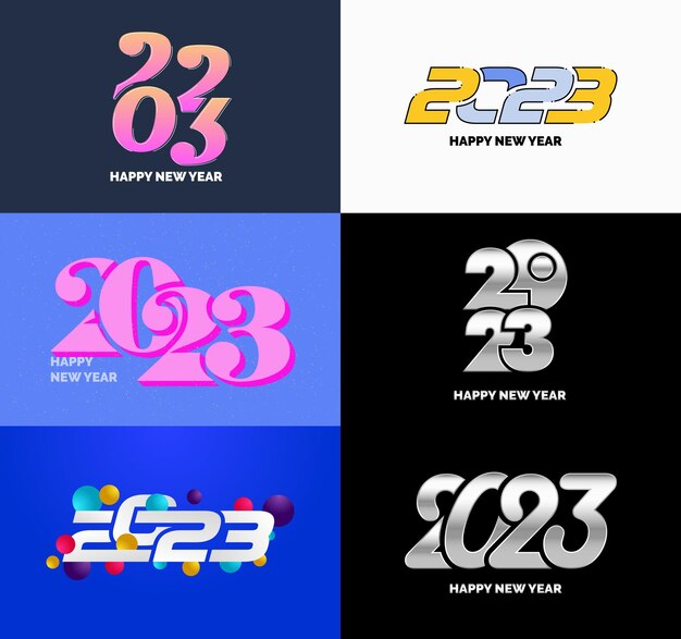 Stort sett med 2023 Godt Nytt År logo tekstdesign 2023 nummerdesign mal Vektor Nyttårsillustrasjon