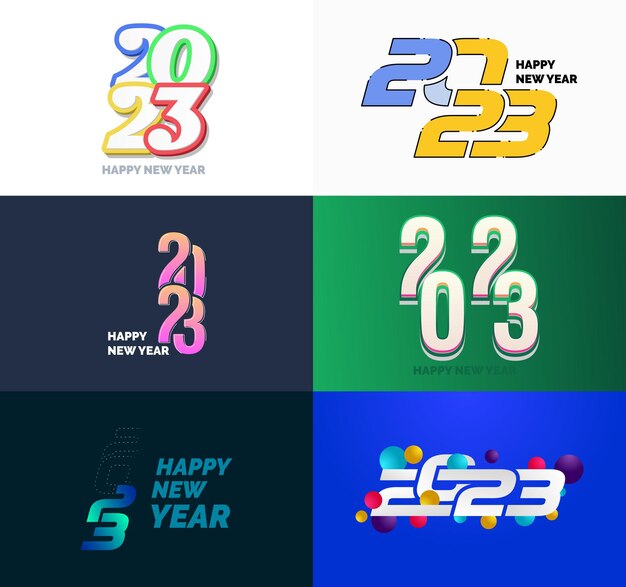 Stort sett med 2023 Godt Nytt År logo tekstdesign 2023 nummerdesign mal Vektor Nyttårsillustrasjon