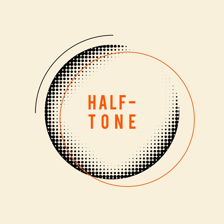 Gratis Vektor svart vintage halftone-merke på beige bakgrunn, vektor