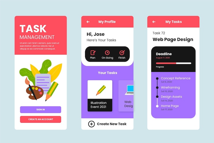 Gratis Vektor task management application