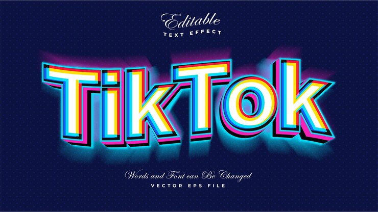 Gratis Vektor tiktok glitch 3d bold text effect