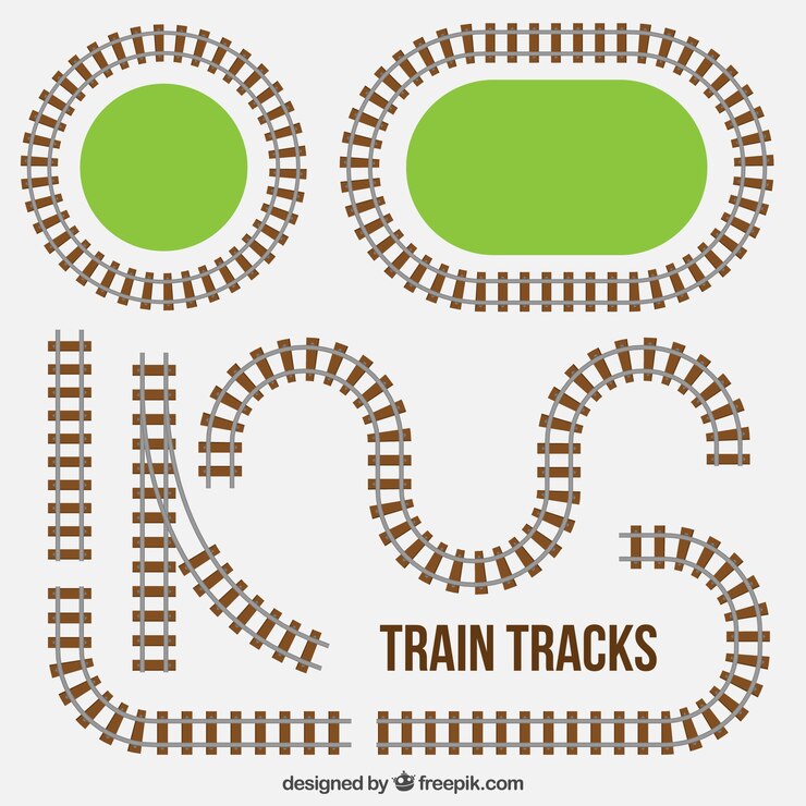 Gratis Vektor train track collection with grass