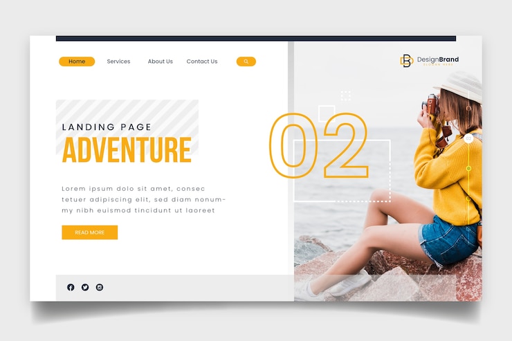 Gratis Vektor travel landing page template with photo