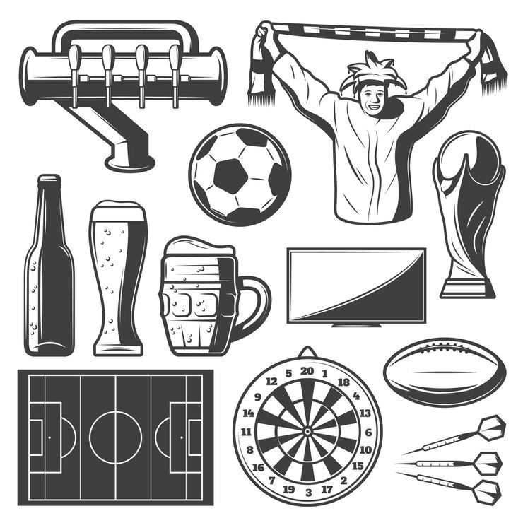 Gratis Vektor vintage samling av sportslinjeelementer