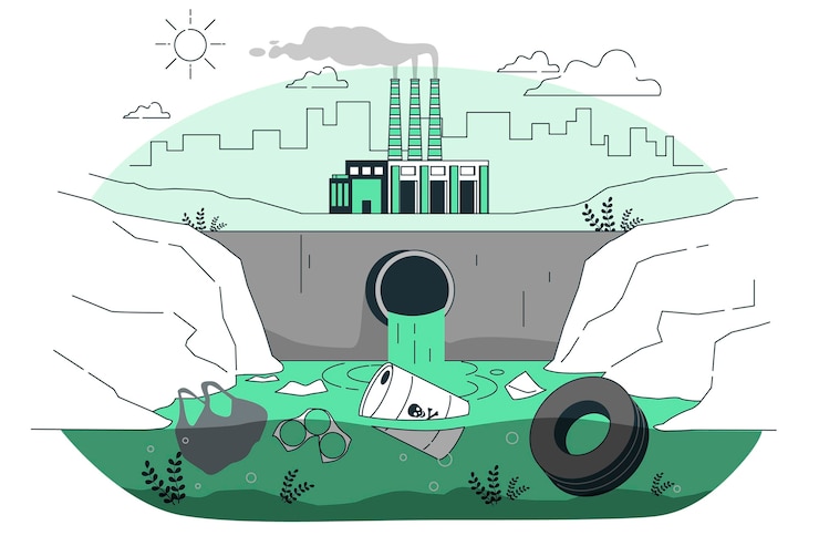 Gratis Vektor water pollution concept illustration