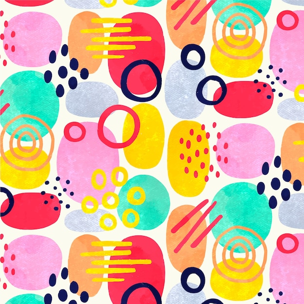 Watercolor abstract doodle pattern