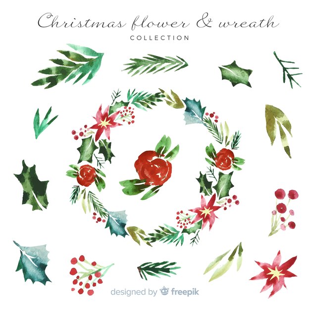 watercolor christmas wreath collection