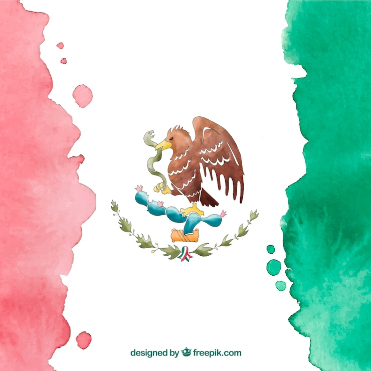Gratis Vektor watercolor mexican flag background
