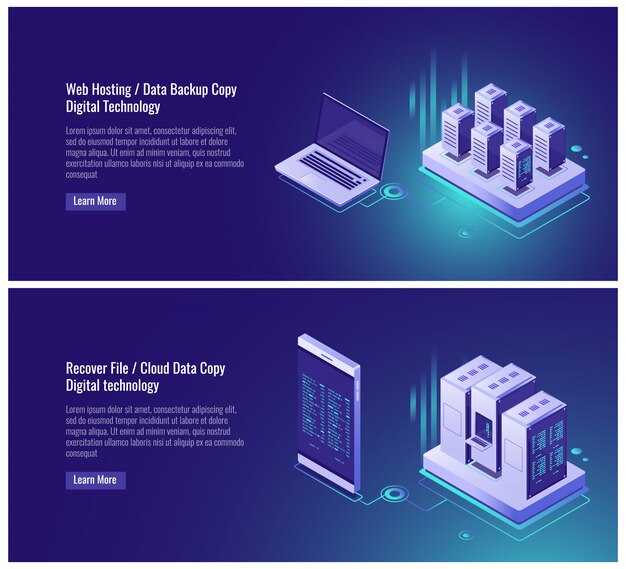 Web hosting, data backup copy, recover file concept, cloud data storage