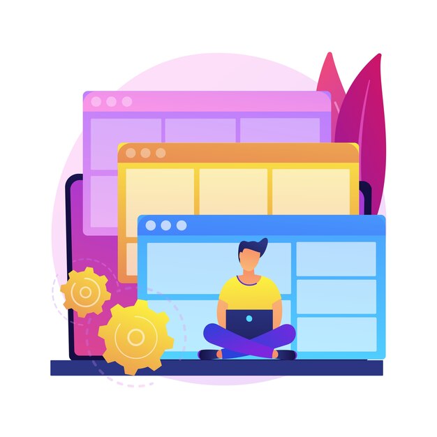 Website template abstract concept  illustration. Landing page html template, website building service, commercial and personal use, web constructor platform, design themes .