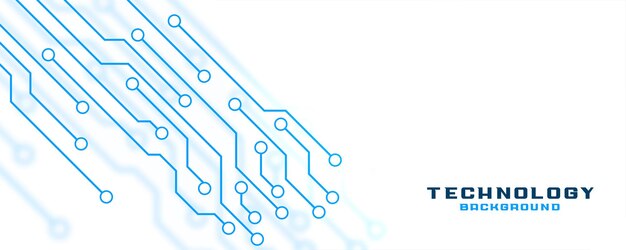 white technology banner with circuit lines