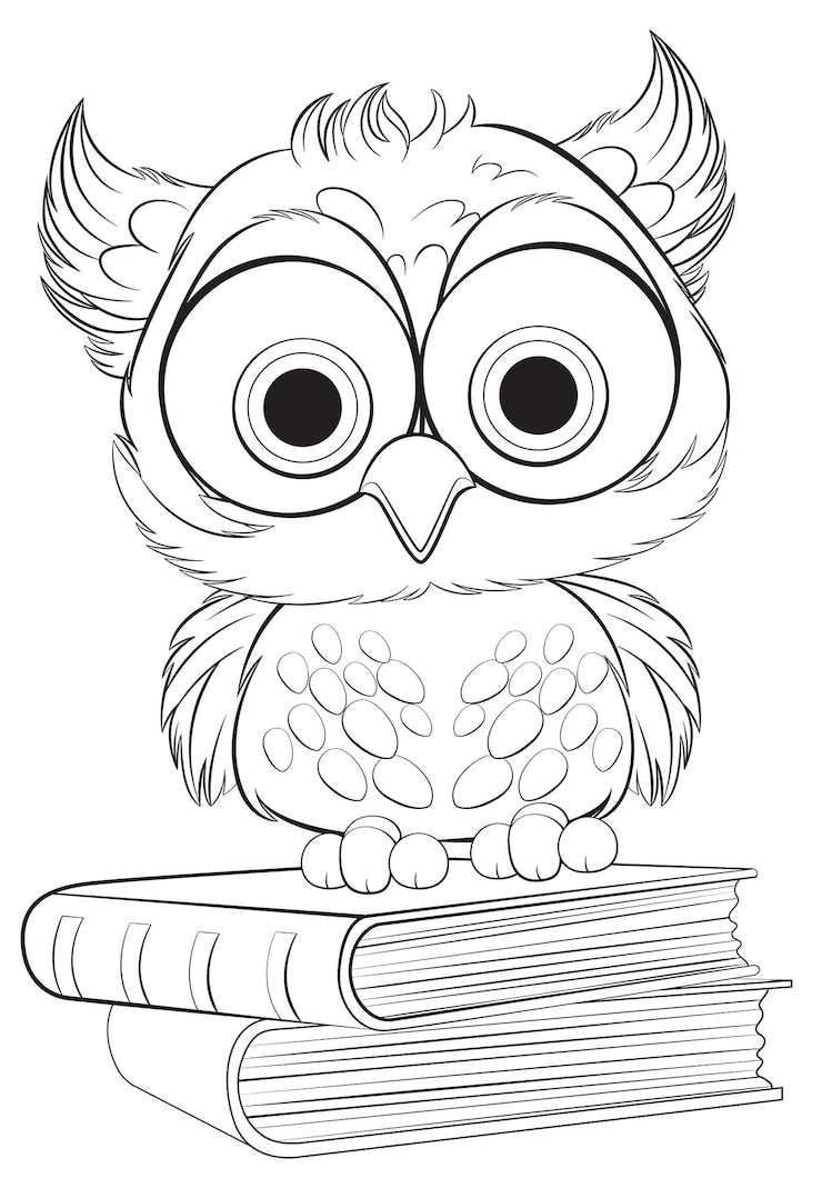 Gratis Vektor wise owl on stack of books