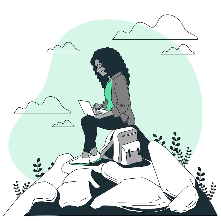 Gratis Vektor working from anywhere concept illustration