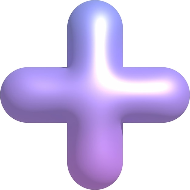 3D abstract geometric shape with blue purple gradient Isolated element