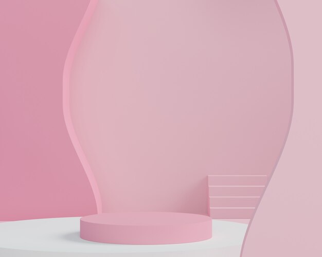 3d abstract minimal geometric forms. Glossy luxury podium for your design. Fashion show stage, pedestal, shopfront in colorful theme.