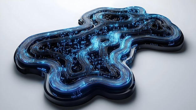 3D AI Circuit Path with Money Flow concept as A vector depicting AI circuit pathways connected with
