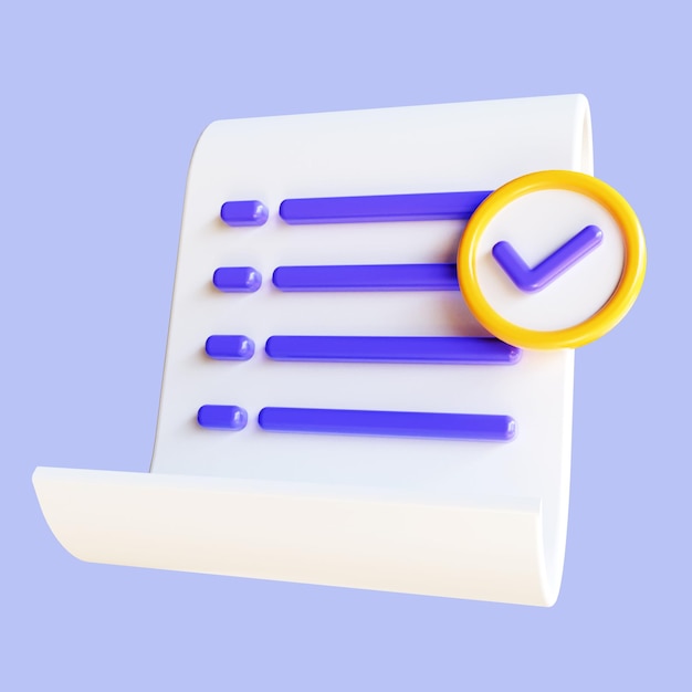 3D Check icons approve symbol and quality guarantee certificate Document agreeing signing offer