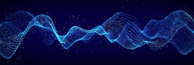 3D digital dynamic wave Flow digital structure Secure cybersecurity data connection Cyber technology background 3D rendering