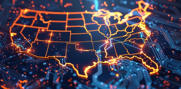 3D digital map of the United States