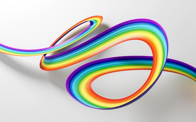 3d Flag Of Rainbow 3d Waving Ribbon Flag Isolated On White Background 3d Illustration