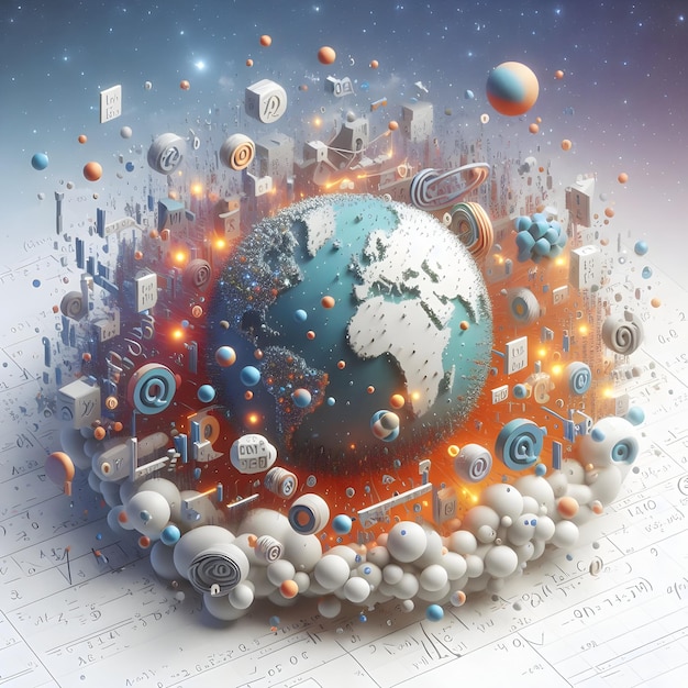 3d flat icon astro algorithms concept algorithms and equations floating in outer space with white ba