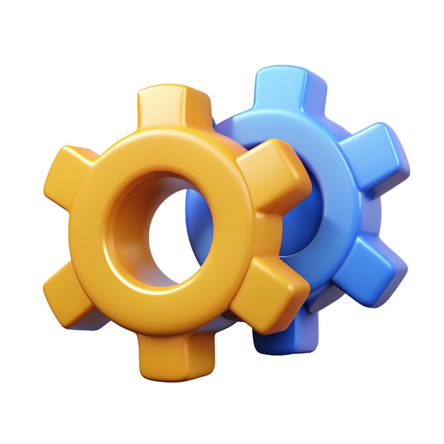 3D gears in a stylized style on a white background