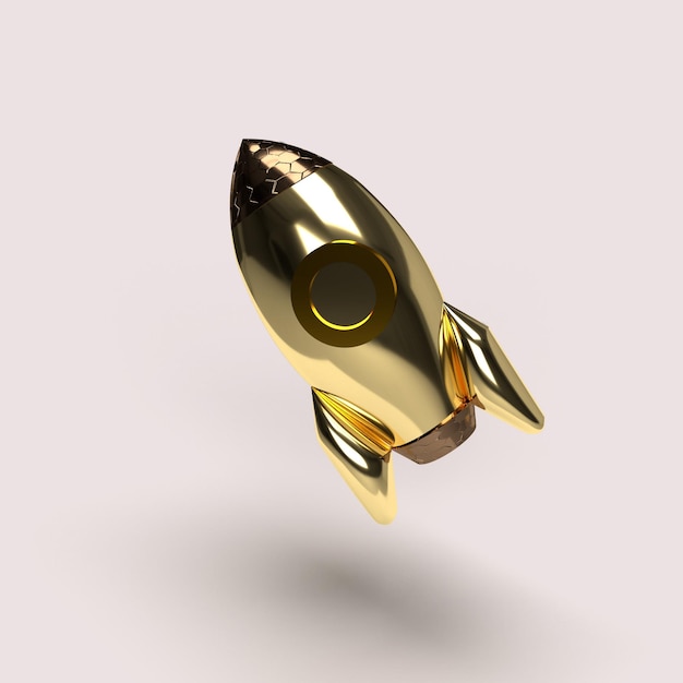 3d golden space rocket
