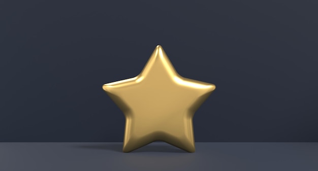 3D golden star Shiny golden star Gold star icon Golden star isolated 3d rendering