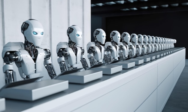 3d humanoid robot machine abstract machine learning digital technology