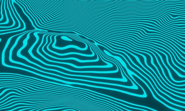 3D illustration. Blue topographic lines. Abstract mountain.
