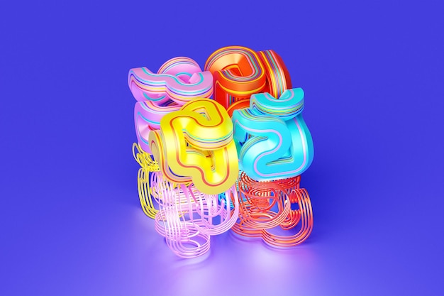 3D illustration colorful illusion isometric abstract shapes colorful shapes intertwined