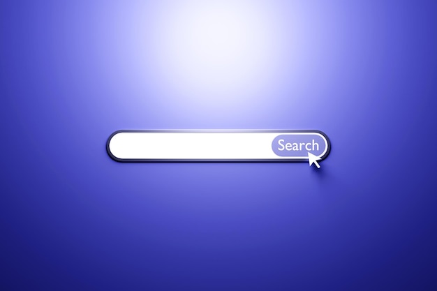 3d illustration of an internet search page on a blue background Search bar icons